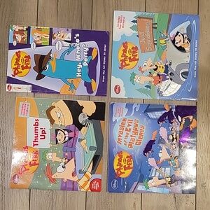 Lot of 4 Disney Phineas and Ferb Books with Stickers